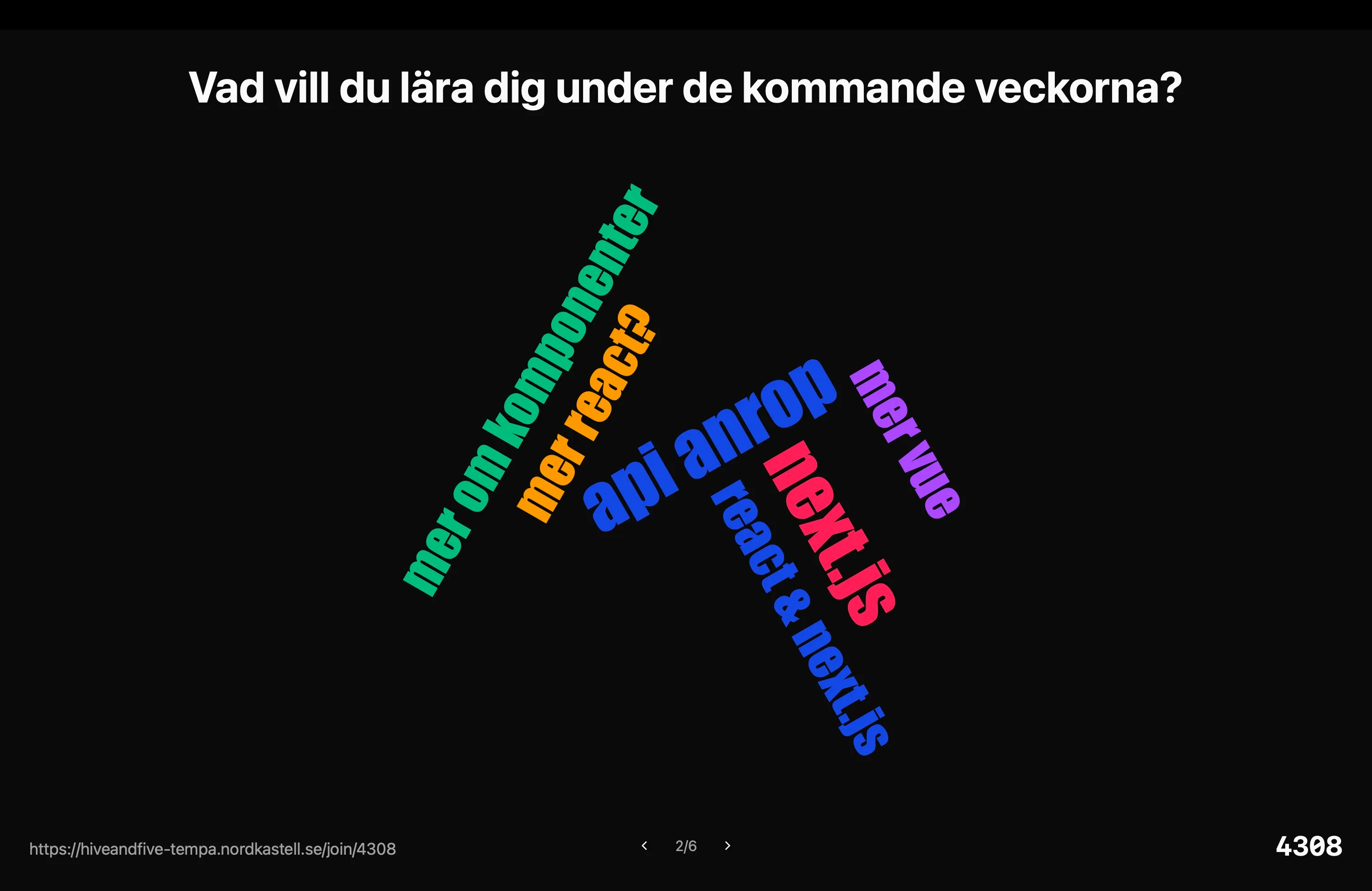 Tempa live word cloud during team retro